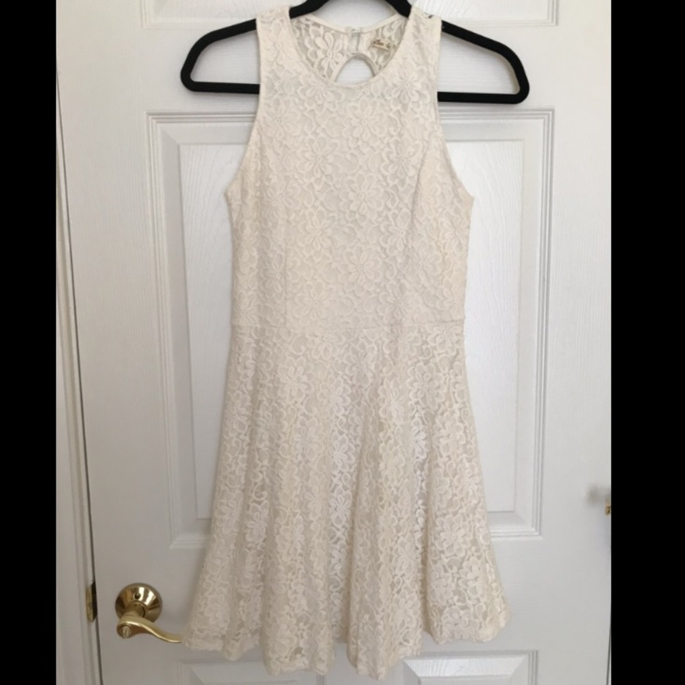 Hollister White Lace Fit-and-Flair Dress